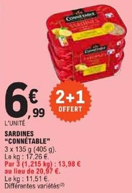 Promotions Sardines connétable - Connétable - Valide de 21/05/2024 à 02/06/2024 chez E.Leclerc