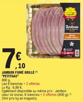 Promotions Jambon fumé grillé petitgas - Petitgas - Valide de 21/05/2024 à 02/06/2024 chez E.Leclerc