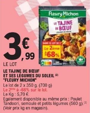 Promotions Le tajine de boeuf et ses legumes du soleil fleury michon - Fleury Michon - Valide de 21/05/2024 à 02/06/2024 chez E.Leclerc