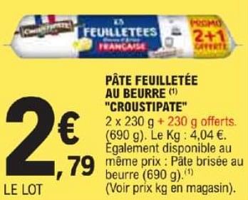 Promotions Pâte feuilletée au beurre croustipate - Croustipate - Valide de 21/05/2024 à 02/06/2024 chez E.Leclerc