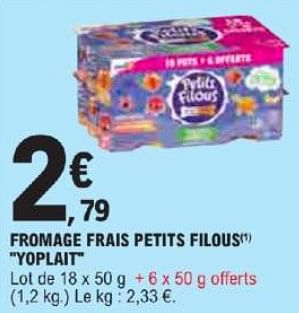 Promotions Fromage frais petits filous yoplait - Yoplait - Valide de 21/05/2024 à 02/06/2024 chez E.Leclerc