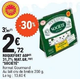 Promotions Roquefort aop mat gr société - Société - Valide de 21/05/2024 à 02/06/2024 chez E.Leclerc