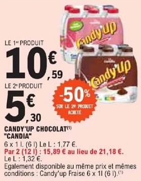 Promotions Candy`up chocolat candia - CANDIA - Valide de 21/05/2024 à 02/06/2024 chez E.Leclerc