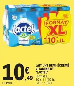 Promotions Lait uht demi ecreme vitamine d lactel - Lactel - Valide de 21/05/2024 à 02/06/2024 chez E.Leclerc