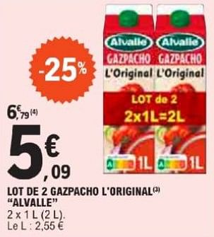 Promotions Lot de 2 gazpacho l`original alvalle - Alvalle - Valide de 21/05/2024 à 02/06/2024 chez E.Leclerc