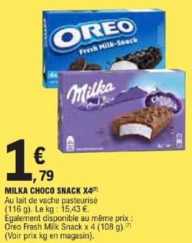 Promotions Milka choco snack x4 - Milka - Valide de 21/05/2024 à 02/06/2024 chez E.Leclerc