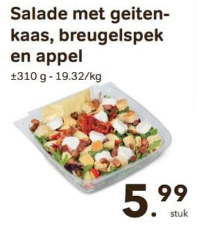 Promoties Salade met geitenkaas, breugelspek en appel - Huismerk - Buurtslagers - Geldig van 24/04/2024 tot 18/06/2024 bij Buurtslagers