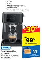 Promoties Delonghi espressomachine ec230bk - Delonghi - Geldig van 22/05/2024 tot 03/06/2024 bij Carrefour