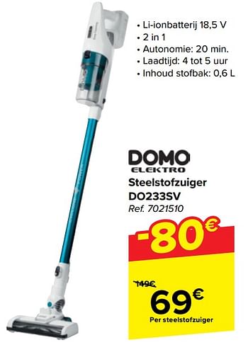 Promoties Domo elektro steelstofzuiger do233sv - Domo elektro - Geldig van 22/05/2024 tot 03/06/2024 bij Carrefour