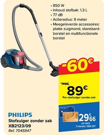 Promotions Philips stofzuiger zonder zak xb2123-09 - Philips - Valide de 22/05/2024 à 03/06/2024 chez Carrefour