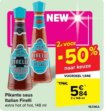 Promoties Pikante saus italian firelli - Firelli - Geldig van 22/05/2024 tot 03/06/2024 bij Carrefour