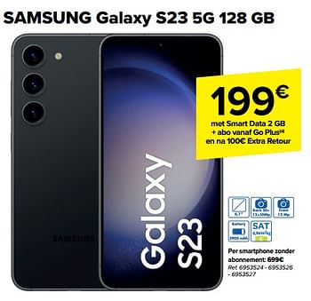 Promoties Samsung galaxy s23 5g 128 gb - Samsung - Geldig van 22/05/2024 tot 03/06/2024 bij Carrefour