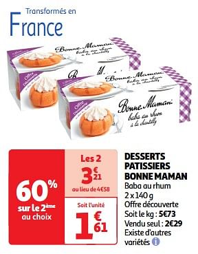 Promoties Desserts patissiers bonne maman - Bonne Maman - Geldig van 22/05/2024 tot 26/05/2024 bij Auchan