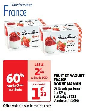 Promoties Fruit et yaourt fraise bonne maman - Bonne Maman - Geldig van 22/05/2024 tot 26/05/2024 bij Auchan