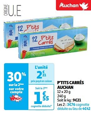 Promoties P`tits carrés auchan - Huismerk - Auchan - Geldig van 22/05/2024 tot 26/05/2024 bij Auchan