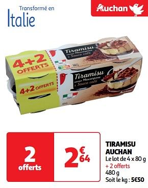 Promoties Tiramisu auchan - Huismerk - Auchan - Geldig van 22/05/2024 tot 26/05/2024 bij Auchan