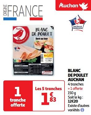 Promoties Blanc de poulet auchan - Huismerk - Auchan - Geldig van 22/05/2024 tot 26/05/2024 bij Auchan