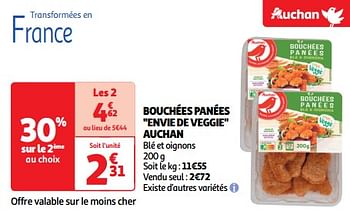 Promoties Bouchées panées envie de veggie auchan - Huismerk - Auchan - Geldig van 22/05/2024 tot 26/05/2024 bij Auchan