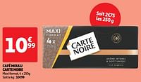 Promoties Café moulu carte noire - CarteNoire - Geldig van 22/05/2024 tot 26/05/2024 bij Auchan