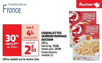 Promoties Coquillettes jambon fromage auchan - Huismerk - Auchan - Geldig van 22/05/2024 tot 26/05/2024 bij Auchan