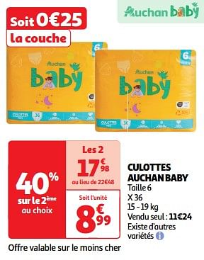 Promoties Culottes auchan baby - Huismerk - Auchan - Geldig van 22/05/2024 tot 26/05/2024 bij Auchan