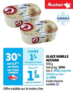 Promoties Glace vanille auchan - Huismerk - Auchan - Geldig van 22/05/2024 tot 26/05/2024 bij Auchan