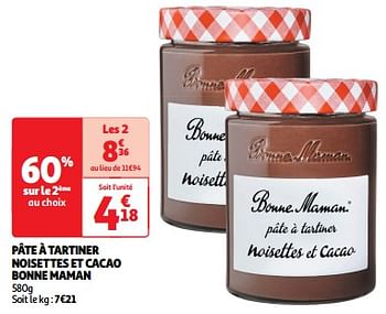 Promoties Pâte à tartiner noisettes et cacao bonne maman - Bonne Maman - Geldig van 22/05/2024 tot 26/05/2024 bij Auchan