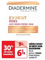 Promoties Crème expert 3d rides jour diadermine - Diadermine - Geldig van 22/05/2024 tot 26/05/2024 bij Auchan