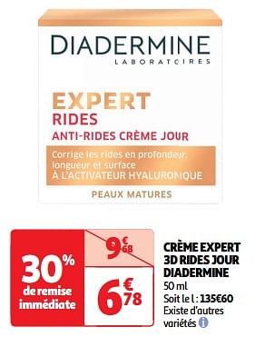 Promoties Crème expert 3d rides jour diadermine - Diadermine - Geldig van 22/05/2024 tot 26/05/2024 bij Auchan