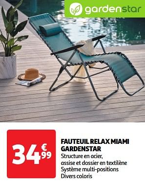 Promoties Fauteuil relax miami gardenstar - GardenStar - Geldig van 22/05/2024 tot 26/05/2024 bij Auchan