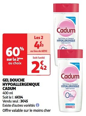 Promoties Gel douche hypoallergenique cadum - Cadum - Geldig van 22/05/2024 tot 26/05/2024 bij Auchan