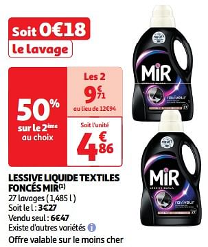 Promoties Lessive liquide textiles foncés mir - Mir - Geldig van 22/05/2024 tot 26/05/2024 bij Auchan