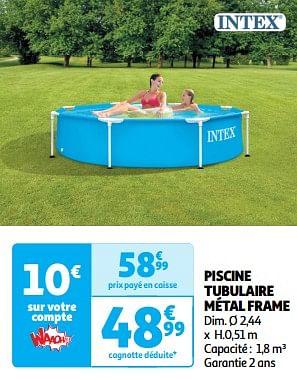Promoties Piscine tubulaire métal frame - Intex - Geldig van 22/05/2024 tot 26/05/2024 bij Auchan