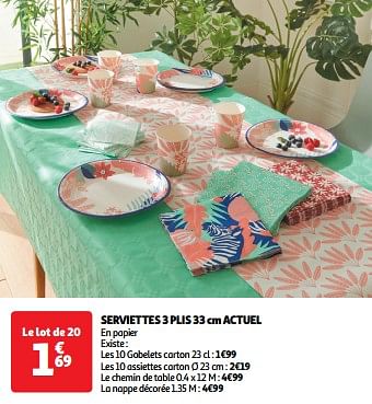 Promoties Serviettes 3 plis actuel - Actuel - Geldig van 22/05/2024 tot 26/05/2024 bij Auchan