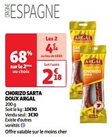 Promoties Chorizo sarta doux argal - Argal - Geldig van 22/05/2024 tot 27/05/2024 bij Auchan