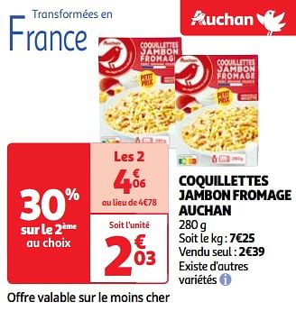 Promoties Coquillettes jambon fromage auchan - Huismerk - Auchan - Geldig van 22/05/2024 tot 27/05/2024 bij Auchan