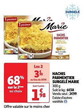 Promoties Hachis parmentier surgelé marie - Marie - Geldig van 22/05/2024 tot 27/05/2024 bij Auchan