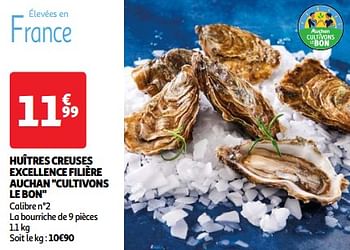 Promoties Huîtres creuses excellence filière auchan cultivons le bon - Huismerk - Auchan - Geldig van 22/05/2024 tot 27/05/2024 bij Auchan