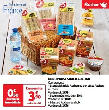 Promoties Menu pause snack auchan - Huismerk - Auchan - Geldig van 22/05/2024 tot 27/05/2024 bij Auchan