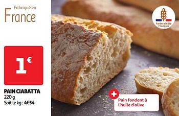 Promoties Pain ciabatta - Huismerk - Auchan - Geldig van 22/05/2024 tot 27/05/2024 bij Auchan