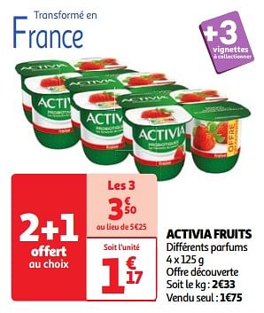 Promotions Activia fruits - Danone - Valide de 22/05/2024 à 27/05/2024 chez Auchan Ronq