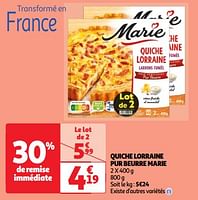 Promoties Quiche lorraine pur beurre marie - Marie - Geldig van 22/05/2024 tot 27/05/2024 bij Auchan