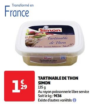 Promoties Tartinable de thon simon - Simon - Geldig van 22/05/2024 tot 27/05/2024 bij Auchan