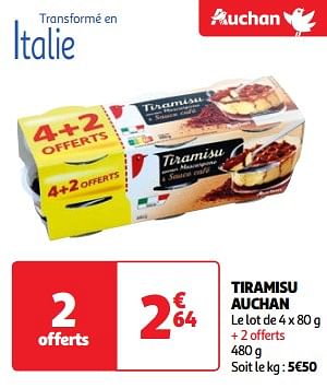 Promoties Tiramisu auchan - Huismerk - Auchan - Geldig van 22/05/2024 tot 27/05/2024 bij Auchan