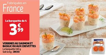 Promoties Verrines au saumon et basilic ou aux crevettes - Huismerk - Auchan - Geldig van 22/05/2024 tot 27/05/2024 bij Auchan
