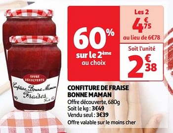 Promotions Confiture de fraise bonne maman - Bonne Maman - Valide de 22/05/2024 à 27/05/2024 chez Auchan Ronq