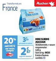 Promotions Mini surimi auchan - Produit Maison - Auchan Ronq - Valide de 22/05/2024 à 27/05/2024 chez Auchan Ronq