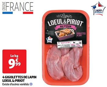 Promotions 4 gigolettes de lapin loeul + piriot - Loeul Piriot - Valide de 22/05/2024 à 26/05/2024 chez Auchan Ronq