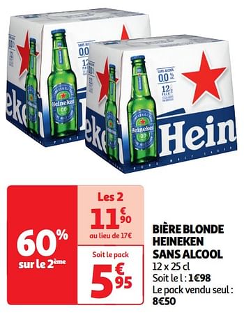 Promotions Bière blonde heineken sans alcool - Heineken - Valide de 22/05/2024 à 26/05/2024 chez Auchan Ronq