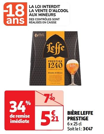Promotions Bière leffe prestige - Leffe - Valide de 22/05/2024 à 26/05/2024 chez Auchan Ronq